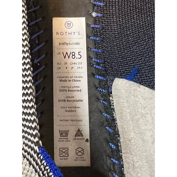 ROTHYS Size 8.5 “THE FLAT” Retired BUFFALO PLAID‎ Round Cap Toe Blk/Wht Slip On - Picture 9 of 9